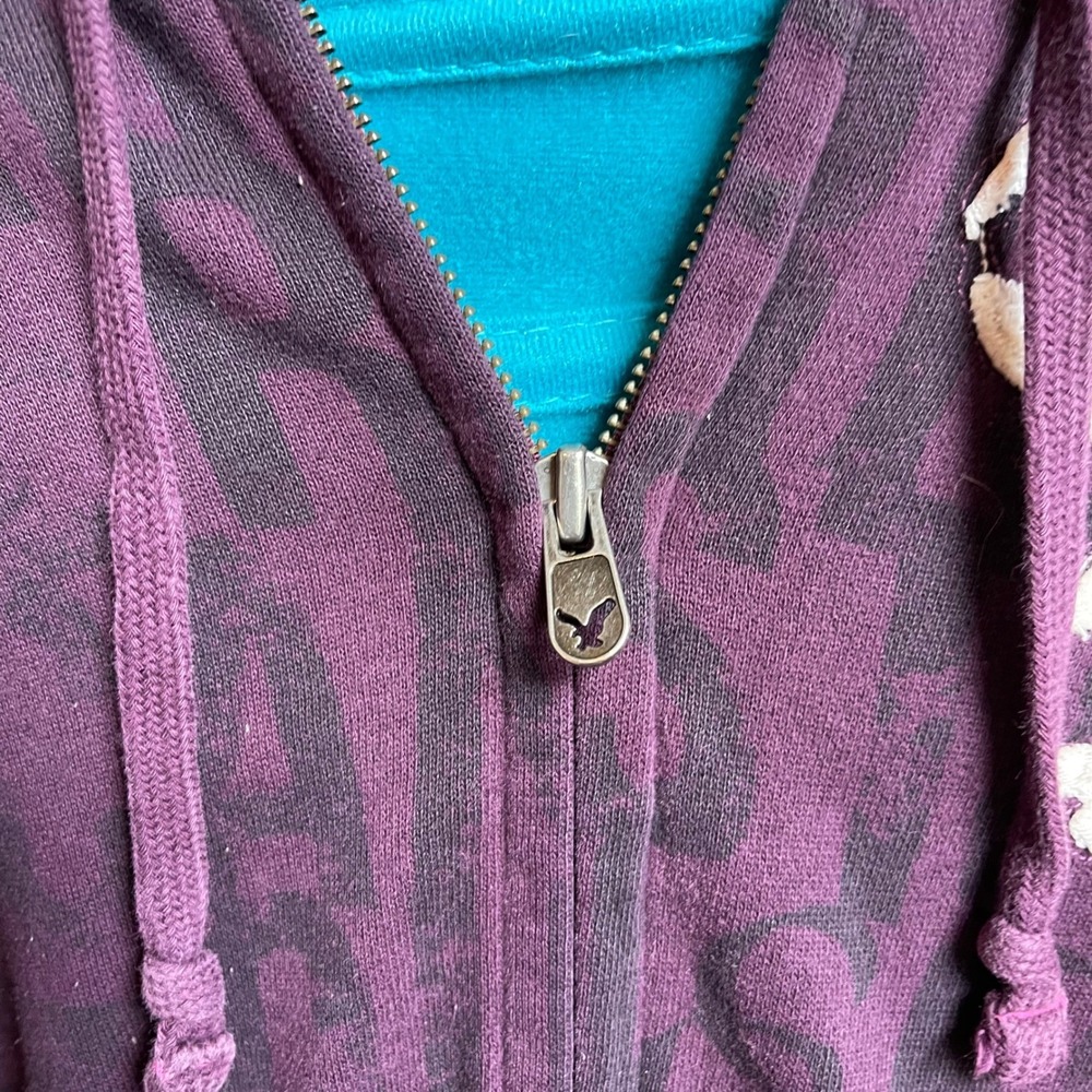 Vintage y2k 2000 Womens Purple American Eagle Logo Full Zip Hoodie Medium - Picture 9 of 12